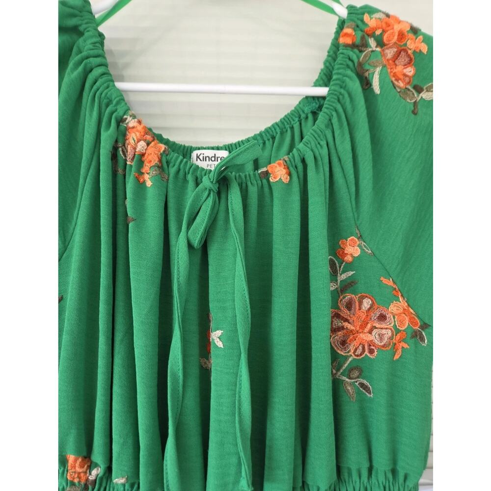 Anthropologie Kindred Women’s Green Embroidered Floral Tiered Maxi Dress Size L - Picture 5 of 6